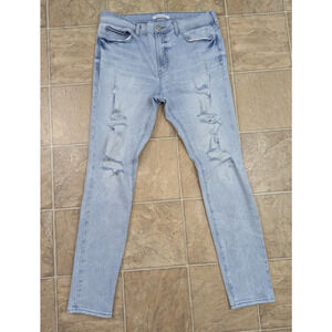 Pacsun sz 34/32 Stacked Skinny Jeans men blue distressed stretchy 3976